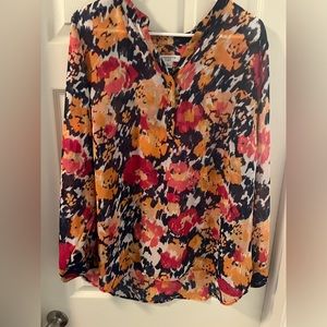 Liz Claiborne woman’s 1x sheer floral print blouse
